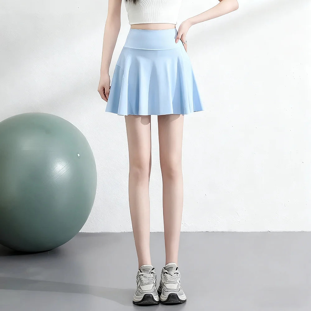 Falda deportiva de mujer con pantalón corto, cintura alta, para tenis, yoga, protección UV, media falda atlética para gimnasio, correr, actividades al aire libre