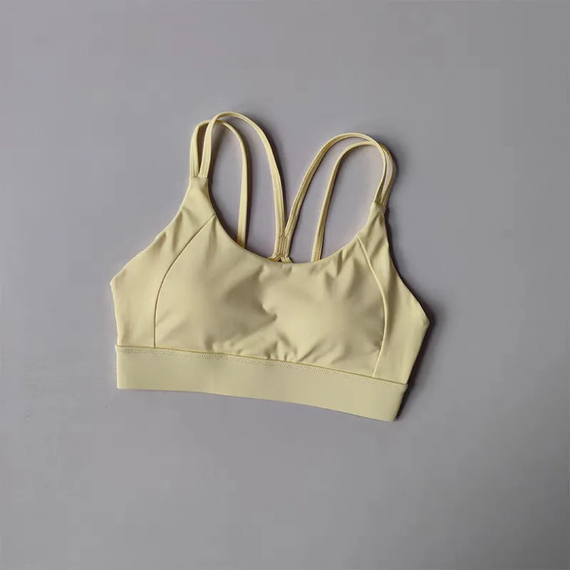 Women's High Support Sports Bra Integrated Fixed Shockproof Fitness Bra Running Yoga Workout Slim Back Yoga Tank Top Activewear