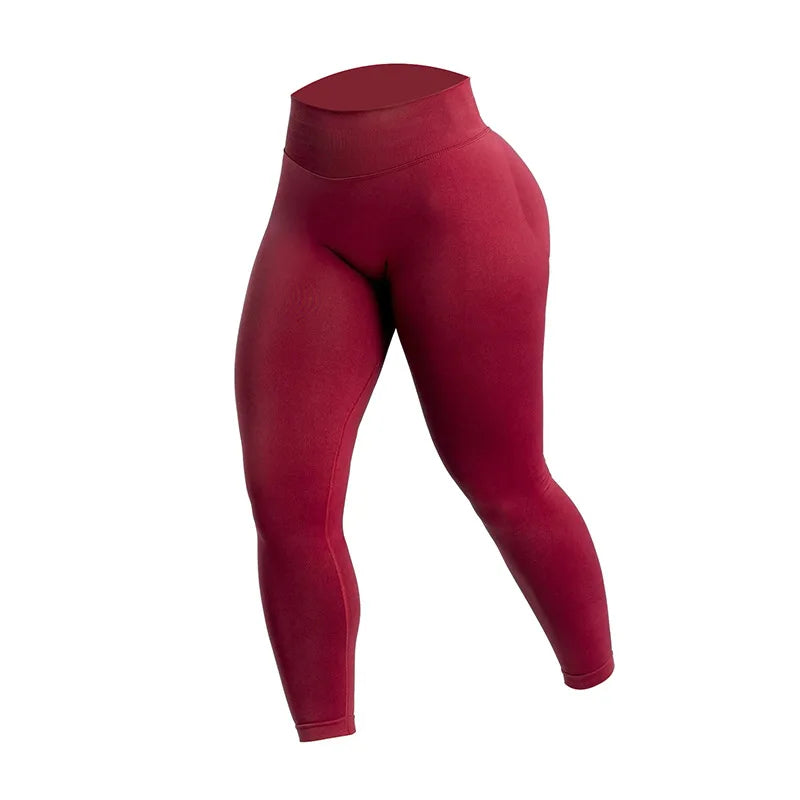 Women's Seamless Running Tights Matte Ribbed Yoga Pants High Stretch Sports Leggings for Workout Fitness Jogging Active Wear