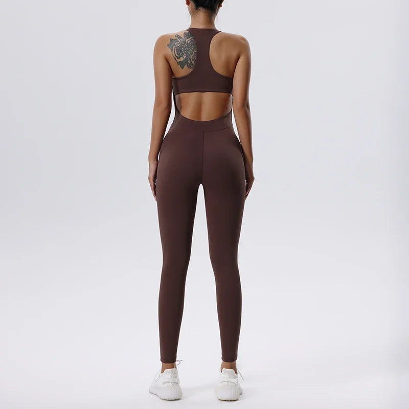 Mono de yoga sin mangas para mujer - Pelele deportivo informal para todas las estaciones, ropa deportiva ajustada, conjunto de entrenamiento para mujer para gimnasio