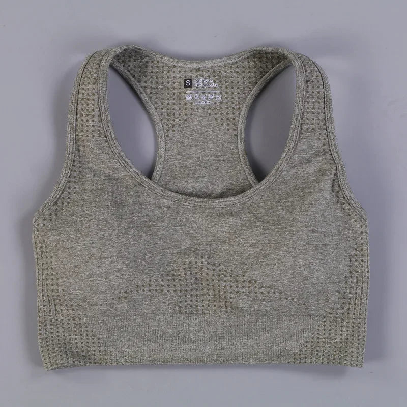 Sujetador deportivo acolchado para mujer – Camiseta sin mangas sin costuras con relleno extraíble – Soporte alto para gimnasio, yoga y running Ropa interior deportiva