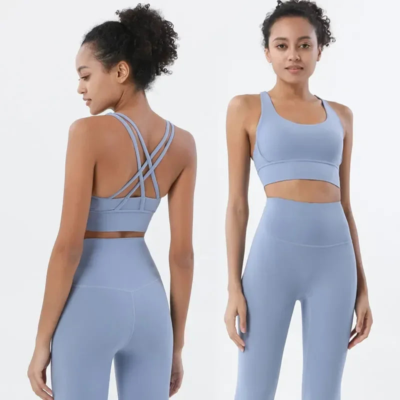 Conjunto de sujetador de tiras cruzadas y leggings, Nuls
