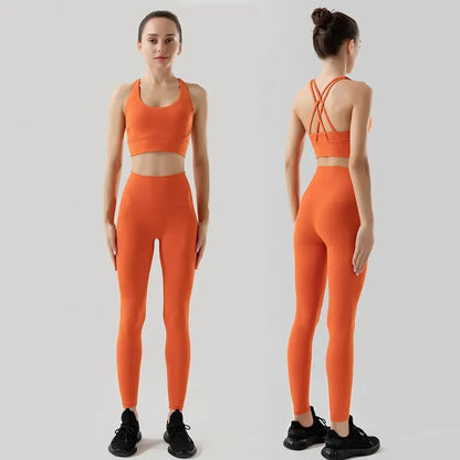 Conjunto de sujetador de tiras cruzadas y leggings, Nuls