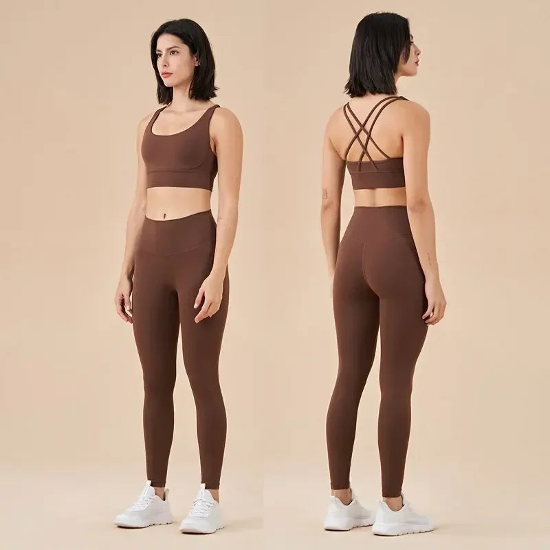 Conjunto de sujetador de tiras cruzadas y leggings, Nuls
