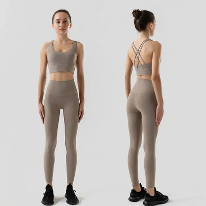 Conjunto de sujetador de tiras cruzadas y leggings, Nuls