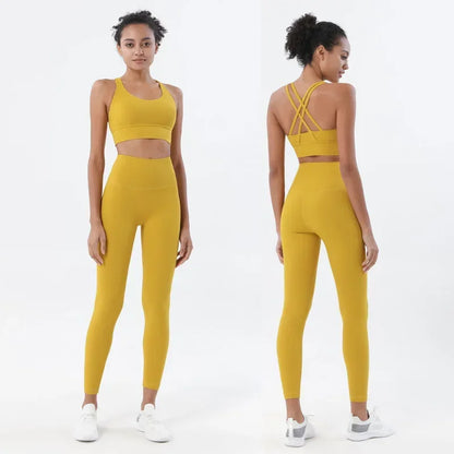Conjunto de sujetador de tiras cruzadas y leggings, Nuls