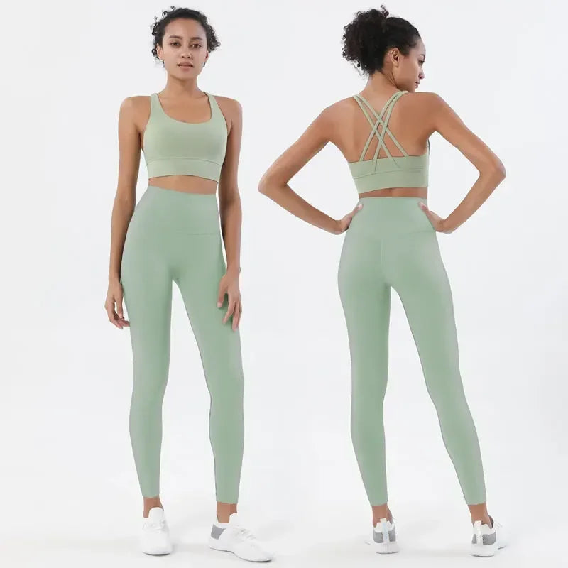 Conjunto de sujetador de tiras cruzadas y leggings, Nuls