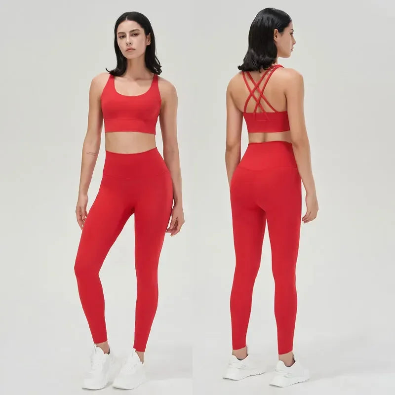Conjunto de sujetador de tiras cruzadas y leggings, Nuls