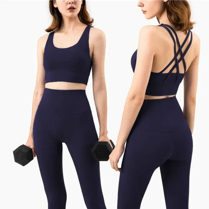 Conjunto de sujetador de tiras cruzadas y leggings, Nuls