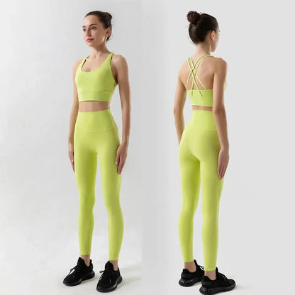Conjunto de sujetador de tiras cruzadas y leggings, Nuls
