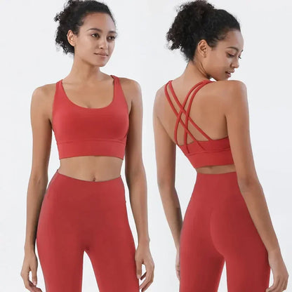 Conjunto de sujetador de tiras cruzadas y leggings, Nuls