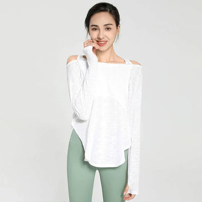 Long Sleeve Yoga Shirts for Women Loose Sports Tee Crop Top Sports Top Women Sportswear Gym Fitness Wear Clothing Workout Female