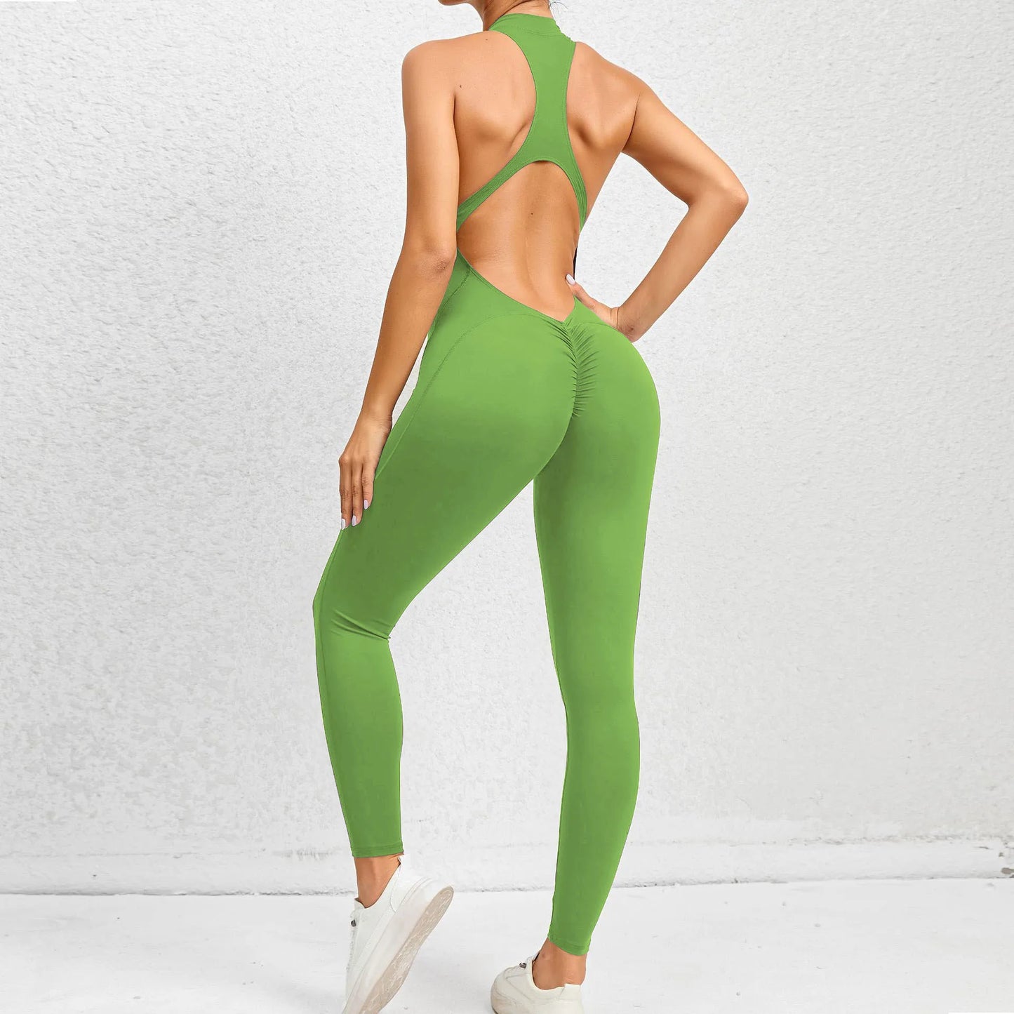 One-piece Zippered Hollow Back Jumpsuit