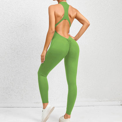 One-piece Zippered Hollow Back Jumpsuit