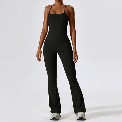 Conjuntos de dos piezas Naked Feeling para mujer, top corto acolchado, pantalones acampanados con efecto push-up, chándal de yoga, conjunto de gimnasio y ropa deportiva para mujer