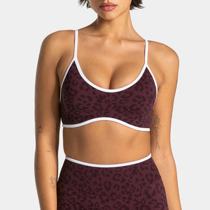 Sujetador deportivo de leopardo para mujer, alta sujeción, a prueba de golpes, para fitness al aire libre, top activo, ropa interior atlética para mujer, ropa de ejercicio