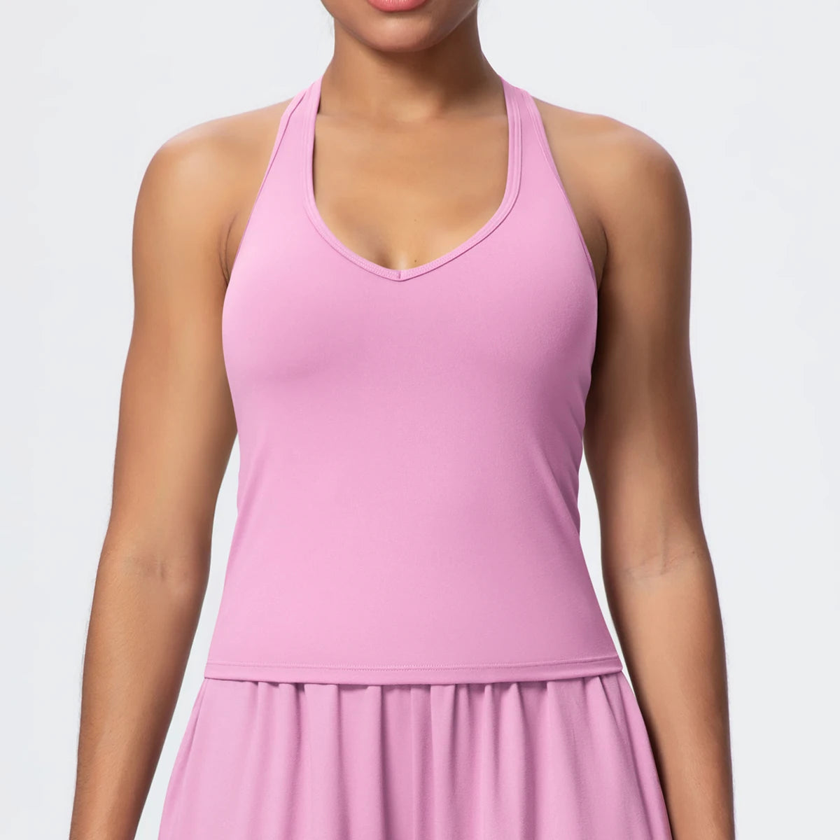 Women's Yoga Vest - Solid Color Slim-Fit Sports Top with Thin Shoulder Straps, Gym, Running, Pilates & Workout Athletic Tank Top