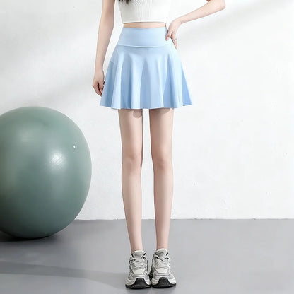 Falda deportiva de mujer con pantalón corto, cintura alta, para tenis, yoga, protección UV, media falda atlética para gimnasio, correr, actividades al aire libre