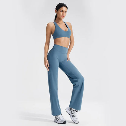 Conjunto de ropa de yoga para mujer - Ropa deportiva para gimnasio, correr, descansar y entrenar, traje elástico de fitness, conjunto atlético de dos piezas