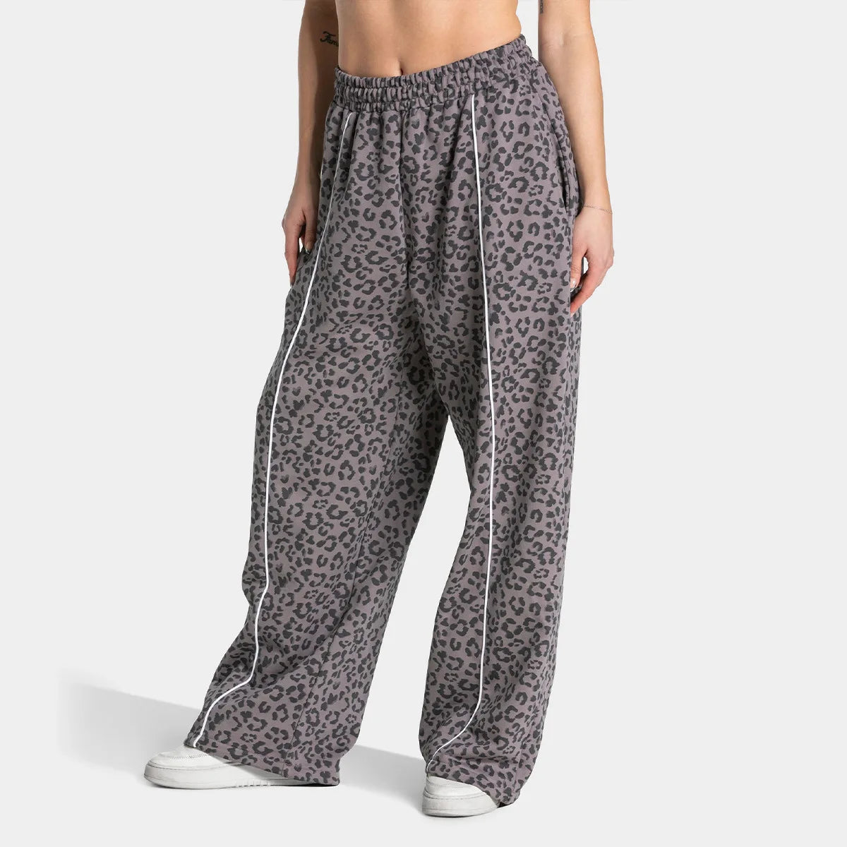 Women's Loose Leopard Print Athletic Pants, Wide Leg Trousers, Outdoor Running Jogging Yoga Sweatpants Sports Fitness Activities