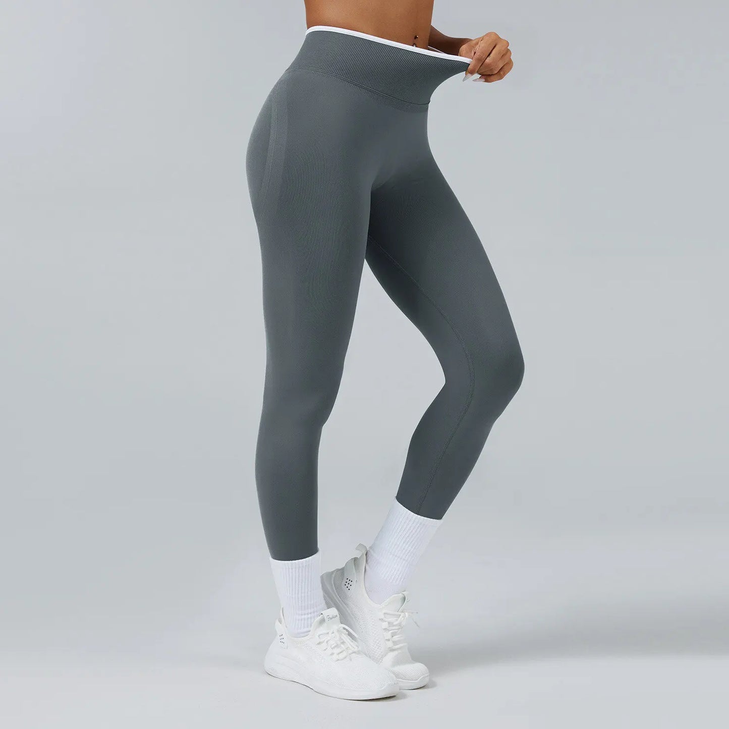 Pantalones ceñidos de punto sin costuras de talle alto con realce de cadera, leggings elásticos para yoga, correr, gimnasio al aire libre, mallas de ejercicio