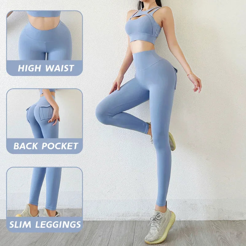Mallas deportivas push up para mujer, sensación de desnudez, mallas de cintura alta con bolsillos, ropa de gimnasio, fitness, pantalones de mallas para mujer