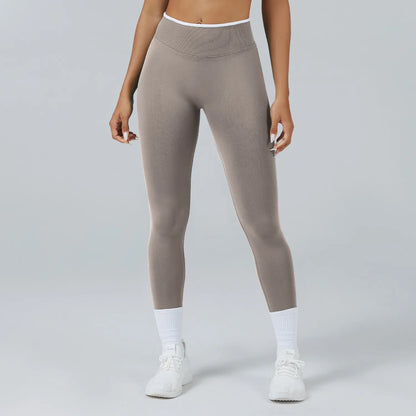 Pantalones ceñidos de punto sin costuras de talle alto con realce de cadera, leggings elásticos para yoga, correr, gimnasio al aire libre, mallas de ejercicio