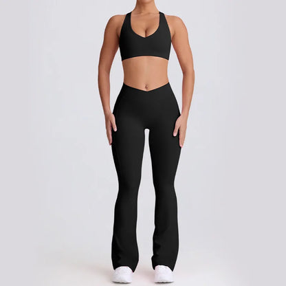 Women's Seamless Yoga Outfit Set Sports Bra Camisole Pants for Outdoor Fitness Gym Workout High Waist Tummy Control Active Women