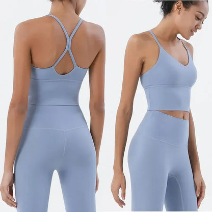 Conjuntos de dos piezas de sostén deportivo y leggings, atuendos de mujer, conjuntos de fitness para gimnasio con sensación de piel, ropa de entrenamiento para mujer, conjunto deportivo para mujer