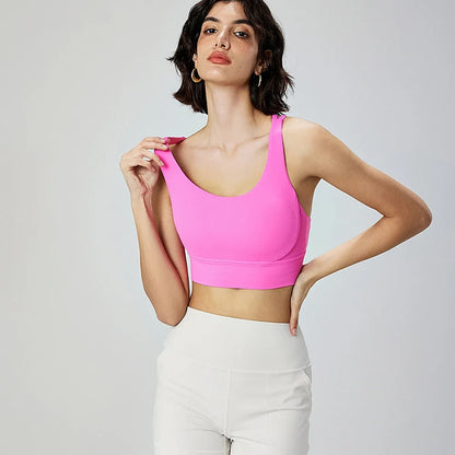 2025 NULS Women's Nude-Feel Crossback Sports Bra – Shock-Absorbing Yoga Vest – Fitness Top for Yoga & Active Workouts