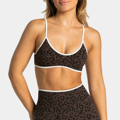 Sujetador deportivo de leopardo para mujer, alta sujeción, a prueba de golpes, para fitness al aire libre, top activo, ropa interior atlética para mujer, ropa de ejercicio