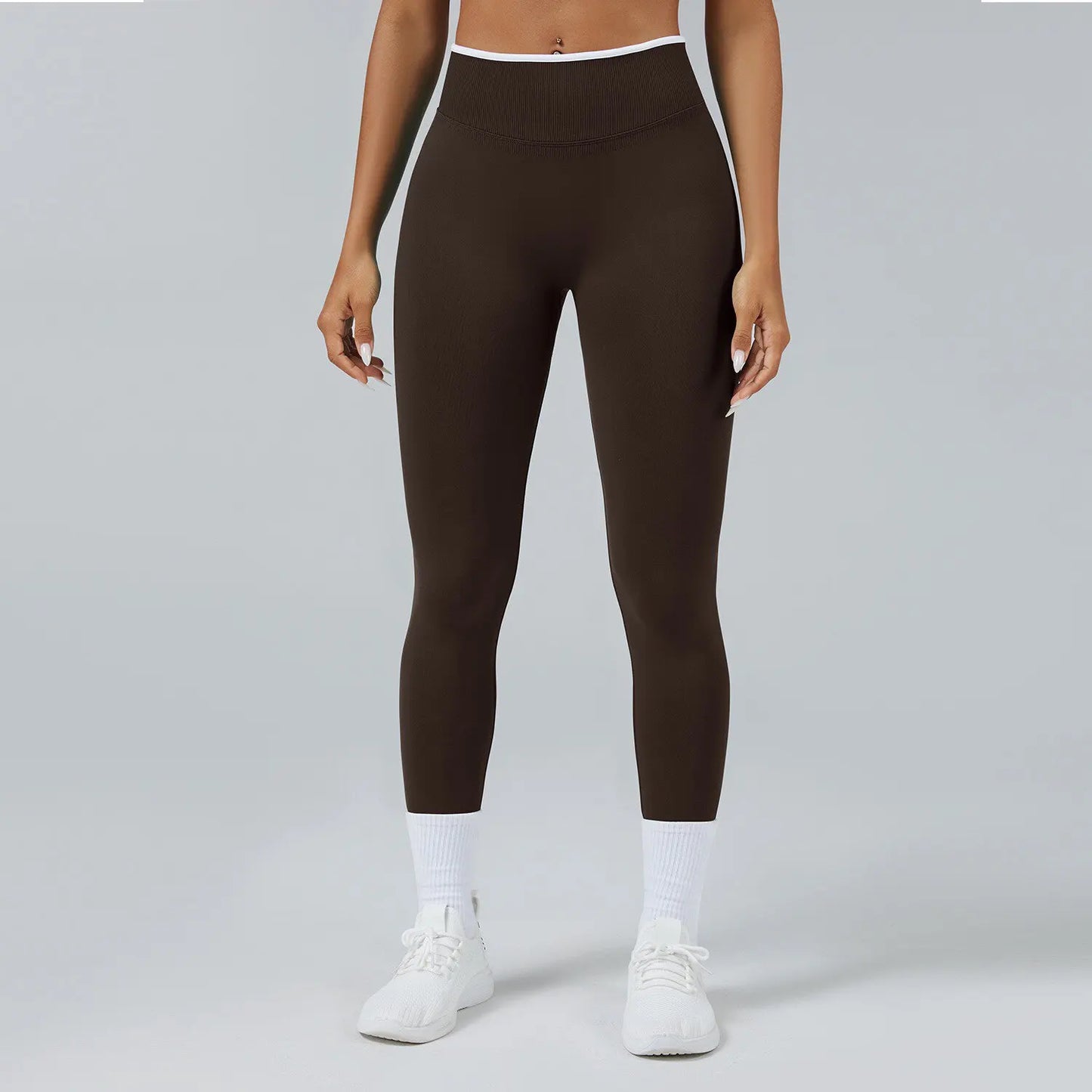Pantalones ceñidos de punto sin costuras de talle alto con realce de cadera, leggings elásticos para yoga, correr, gimnasio al aire libre, mallas de ejercicio