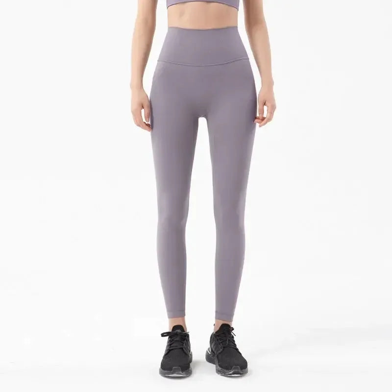 Pantalones de yoga de licra, leggings de gimnasio para mujer, mallas suaves de fitness, cintura alta elástica, transpirables, sin línea en T, pantalones deportivos