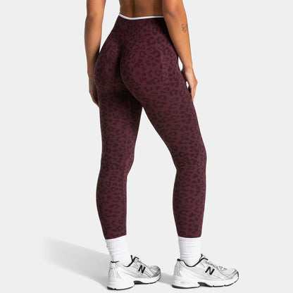 Leggings de yoga sin costuras con estampado de leopardo, control de abdomen de cintura alta, levantamiento de glúteos para actividades de fitness al aire libre, ejercicio y entrenamiento