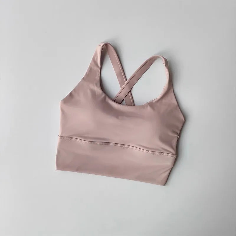 Women's High-Strength Sports Bra Mid-Length Vest – Fixed Chest Pad Beautiful Back Activewear for Fitness Yoga & Running Workouts