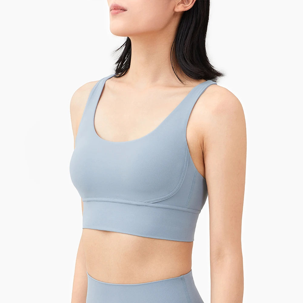 Sujetador deportivo de yoga Naked Feel para mujer - Top sin mangas con almohadillas y espalda cruzada para yoga, fitness, gimnasio