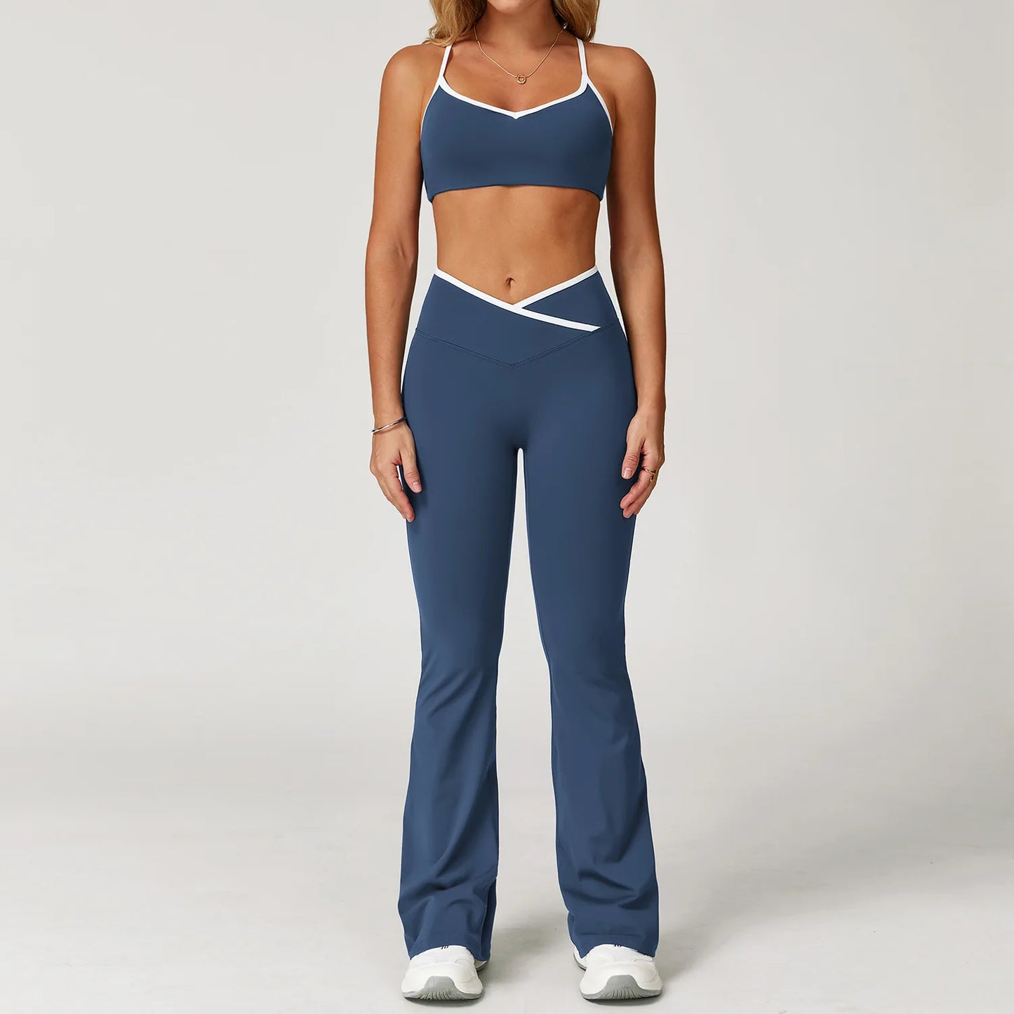 Conjunto Deportivo de Cintura Alta Cruzada para Mujer Sensación Desnuda, Traje de Yoga, Correr, Entrenamiento de Gimnasio, Entrenamiento Físico y Ropa Deportiva de Yoga Ajustada