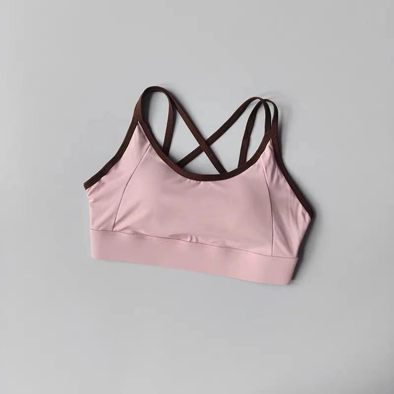 Women's High Support Sports Bra Integrated Fixed Shockproof Fitness Bra Running Yoga Workout Slim Back Yoga Tank Top Activewear