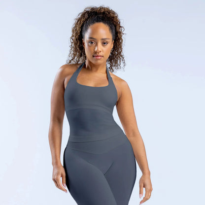 Chaleco deportivo tipo halter para mujer, sin costuras, transpirable, sin mangas, para correr al aire libre, fitness, yoga, entrenamiento, ropa deportiva