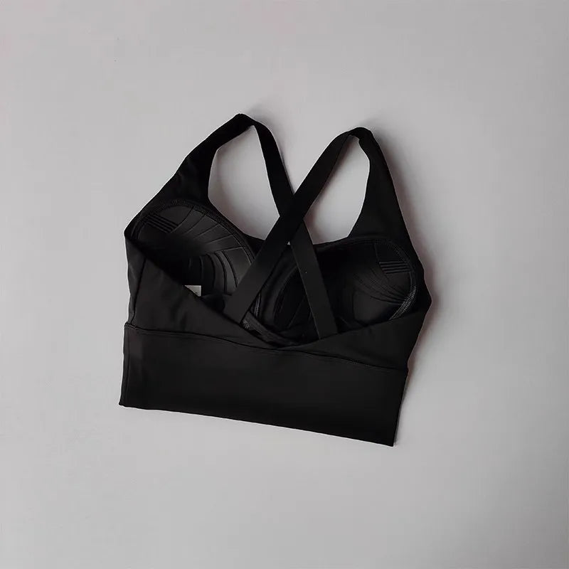 Women's High-Strength Sports Bra Mid-Length Vest – Fixed Chest Pad Beautiful Back Activewear for Fitness Yoga & Running Workouts