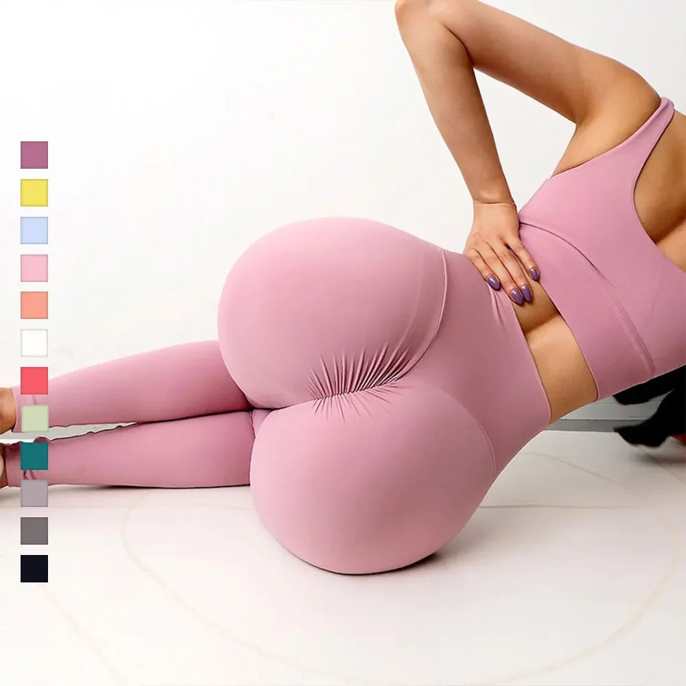 Women's Double-Sided Brushed Yoga Pants High-Waisted Tight Fitting Fitness Leggings Butt Lifting Gym Activewear for Yoga Running