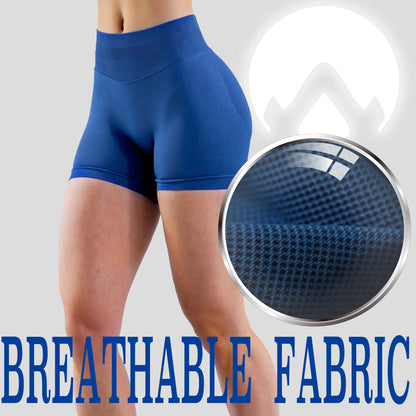 Pantalones cortos de yoga sin costuras de cintura alta para mujer, levantamiento de cadera, transpirables, elásticos, deportivos para correr al aire libre, fitness, entrenamiento diario