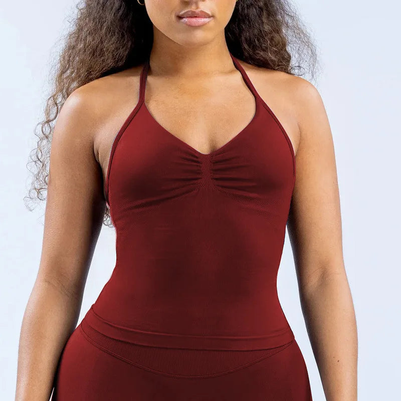 Camiseta sin mangas deportiva para mujer sin costuras con almohadillas extraíbles, chaleco de alta elasticidad, mate y ajustado para correr, hacer ejercicio, yoga y uso activo