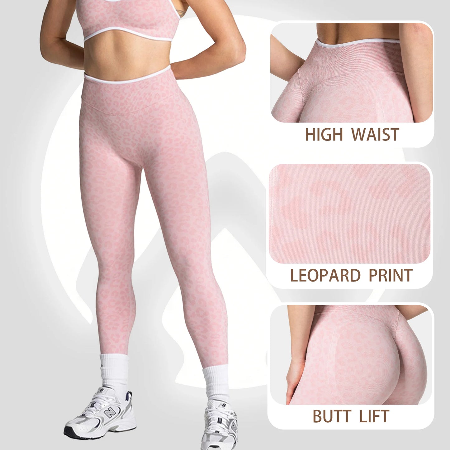Leggings de yoga sin costuras con estampado de leopardo, control de abdomen de cintura alta, levantamiento de glúteos para actividades de fitness al aire libre, ejercicio y entrenamiento