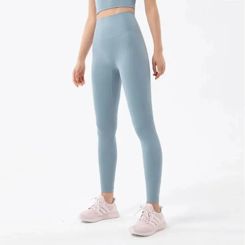 Pantalones de yoga de licra, leggings de gimnasio para mujer, mallas suaves de fitness, cintura alta elástica, transpirables, sin línea en T, pantalones deportivos