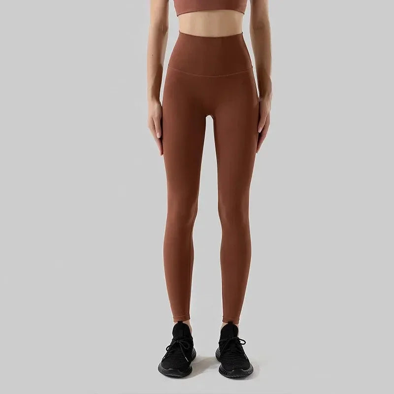 Pantalones de yoga de licra, leggings de gimnasio para mujer, mallas suaves de fitness, cintura alta elástica, transpirables, sin línea en T, pantalones deportivos
