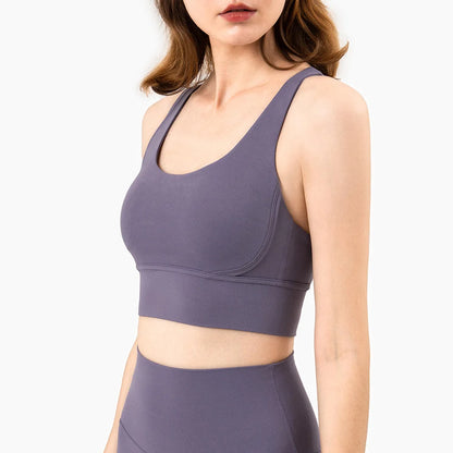 2025 NULS Women's Nude-Feel Crossback Sports Bra – Shock-Absorbing Yoga Vest – Fitness Top for Yoga & Active Workouts
