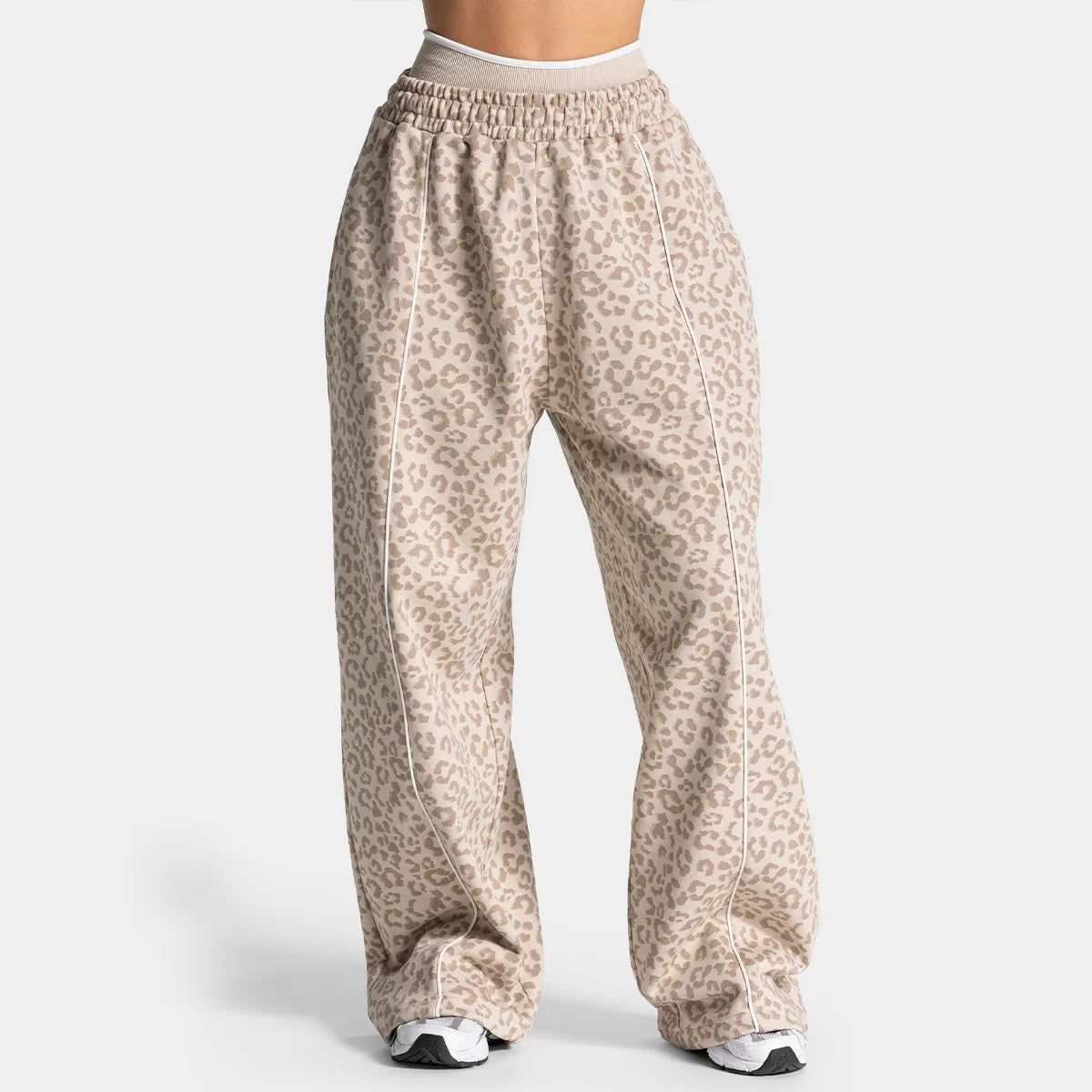 Women's Loose Leopard Print Athletic Pants, Wide Leg Trousers, Outdoor Running Jogging Yoga Sweatpants Sports Fitness Activities