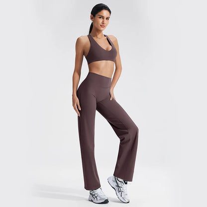 Conjunto de ropa de yoga para mujer - Ropa deportiva para gimnasio, correr, descansar y entrenar, traje elástico de fitness, conjunto atlético de dos piezas