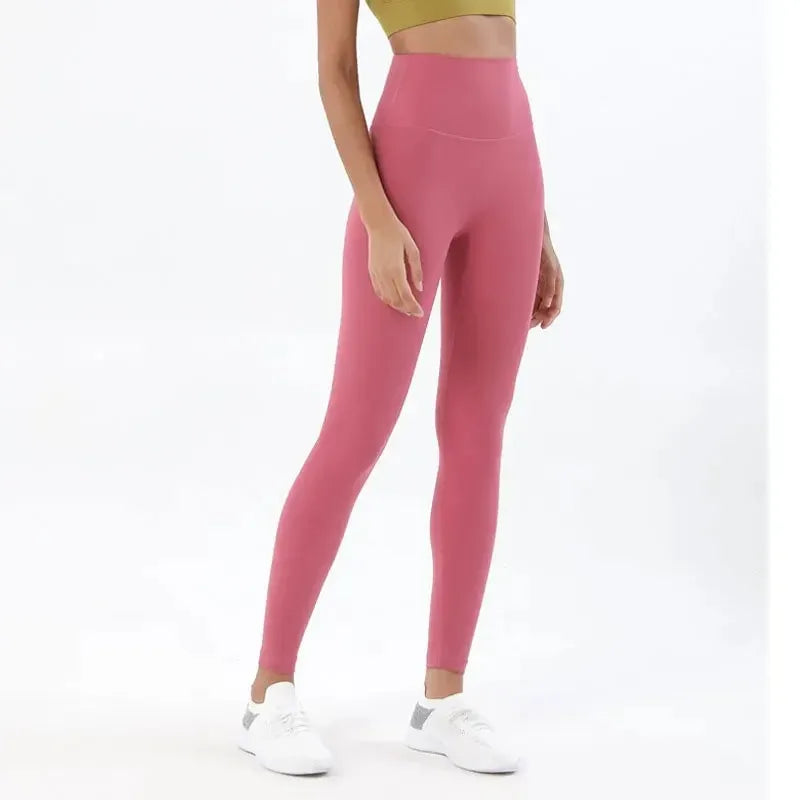 Pantalones de yoga de licra, leggings de gimnasio para mujer, mallas suaves de fitness, cintura alta elástica, transpirables, sin línea en T, pantalones deportivos